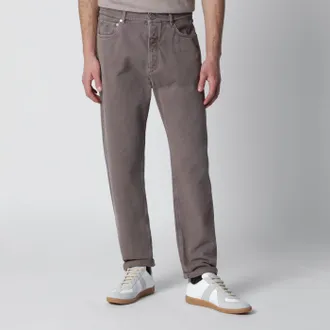 Brunello Cucinelli Jeans beige effetto vintage con risvolto