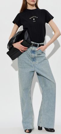 Maison Margiela T-shirt With Printed Logo, Womens, Black