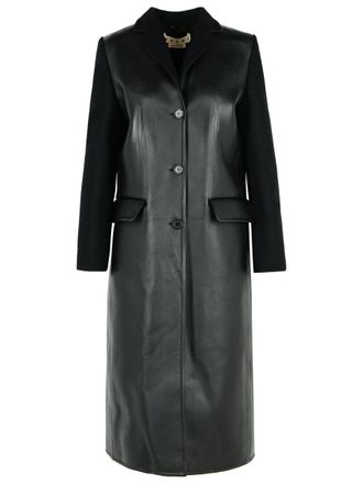 Marni Black Leather And Virgin Wool Coat