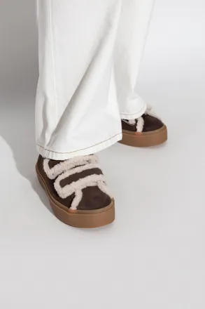 INUIKII Shearling Low Velcro Shoes, Womens, Brown