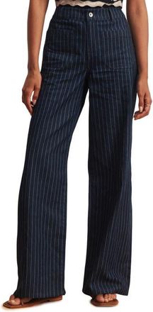 Sanctuary Marine Stripe Wide Leg Denim Pants in Luna Blue Stripe at Nordstrom, Size 31