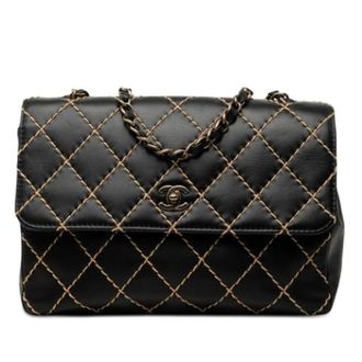 Chanel Pre-owned Wild Stitch Quilted Shoulder Bag - Dames - Pre-owned - Zwart - Maat: ONE Size Leer