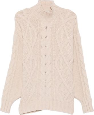 Akep Lupetto Trecce - Dames - Coltruien - Beige - M - Truien & Vesten
