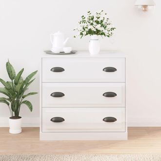 vidaXL Vidaxl - Aparador Madera Contrachapada Blanco Brillante 70x35,5x67,5 Cm