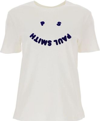 Paul Smith Happy T-shirt met ronde hals - Dames - T-shirts - Wit - L - Katoen - Tops