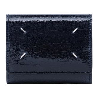 Maison Margiela Accessoires, unisex, Blauw, ONE Size, Leer, 4-Steek Drievoudige Portemonnee