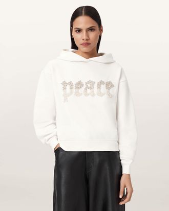AllSaints Cotton Peace Pippa Embellished Hoodie, Size: XS