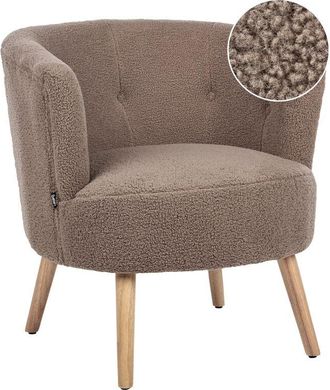 Beliani Beliani - Sillón tapizado de bouclé marrón con respaldo bajo estilo retro sala de estar Odenzen