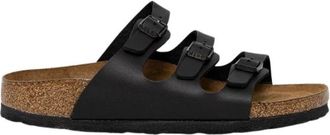 Birkenstock Florida Soft Footbed Narrow Fit - Dames - Schoenen - Zwart - Maat: 38 EU Leer