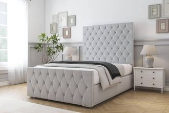 Comfort Beds Florida Plush Bed Frame - 50 Upholstered Headboard in Silver | Size: Single