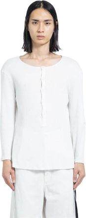 Ann Demeulemeester Ilyas Serafino Top - Heren - Longsleeves - Wit - XS - Katoen - Tops