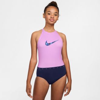 Nike Womens Gymnastics Halter Neck Performance Leotard in Purple | NKA007-780