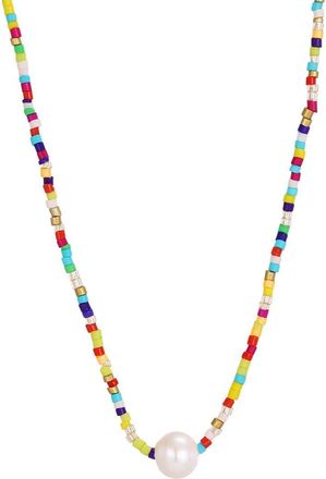 Adornia Freshwater Pearl & Resin Bead Necklace in Multi at Nordstrom Rack