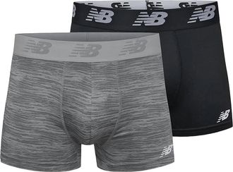 New Balance Mens 2-Pack Premium Performance 3 Trunk Underwear In Black/woodgrain Steel
