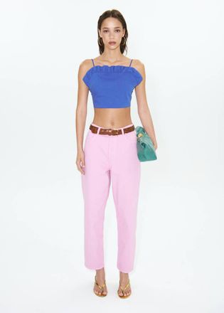 Mango Open back crop top blu - Donna - S - MANGO