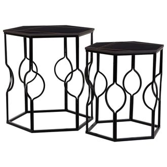 Wanderlust Deco Wanderlust Deco - Mesas Set 2pzas De Metal Negro 34x34x52h-39x39x57h Cm