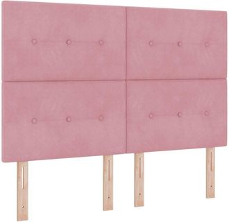 vidaXL Headboard Wall-mounted with Headboard Manual Pink 144 cm Velvet vidaXL