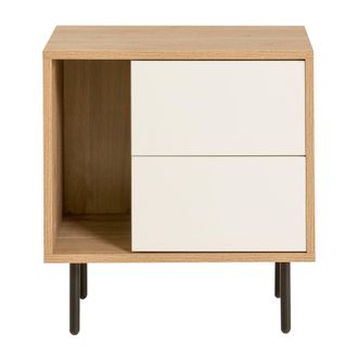 Kenay Home Mesita de noche efecto madera natural - blanco 35 cm x 52 cm