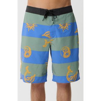 Rip Curl Mirage Disorder Striped Board Shorts in Deep Riverside at Nordstrom, Size 32