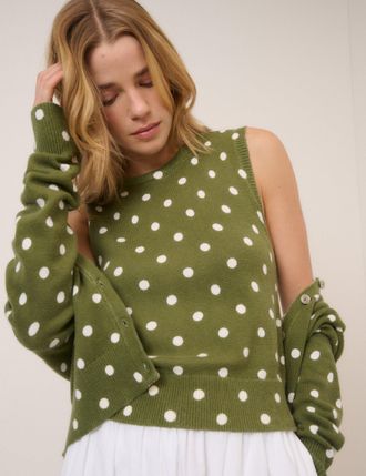 Nobody's Child Green Polka Dot Crew Neck Vest