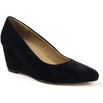 National Comfort Wedge Pump in Black Suede at Nordstrom, Size 11