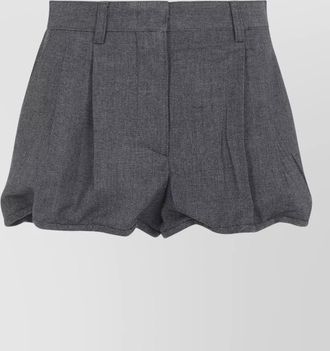 Prada wool shorts belt loops back pocket pleats