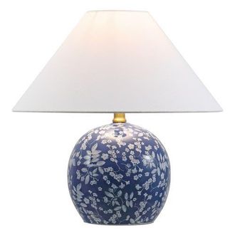 Jonathan Y Designs Felice Cottage Floral Ceramic Globe LED Table Lamp in Blue/white at Nordstrom