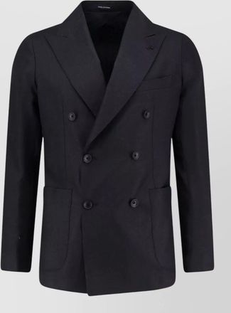 Tagliatore virgin wool silk linen double-breasted blazer