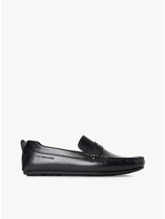 Tommy Hilfiger Mens Cleated Leather Driving Loafer - Black - US 11.5 / EU 45