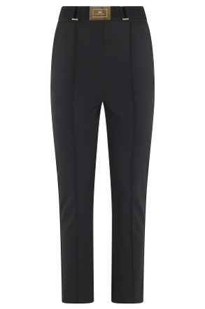 Elisabetta Franchi Black Metal Buckle Cropped Polyamide Formal Pants