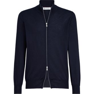 Brunello Cucinelli Cashmere and silk cardigan in Navy Blue at Nordstrom, Size 58 It
