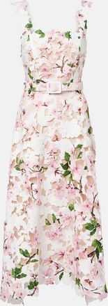 Oscar De La Renta Abito lungo in pizzo con stampa floreale