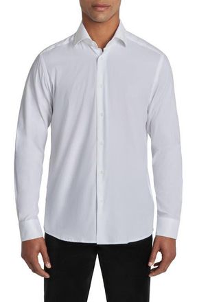 Jack Victor Aurelio Cotton & Silk Blend Dress Shirt in White at Nordstrom, Size Xx-Large
