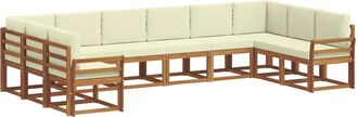 vidaXL Conjunto De Sof&aacute;s De Exterior 10 Uds. Natural Y Crema Vidaxl