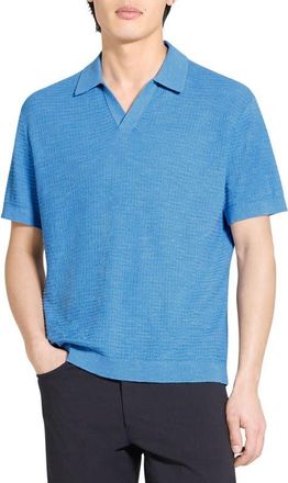Theory Brenan Linen Blend Polo in Crisp Blue at Nordstrom, Size Xx-Large
