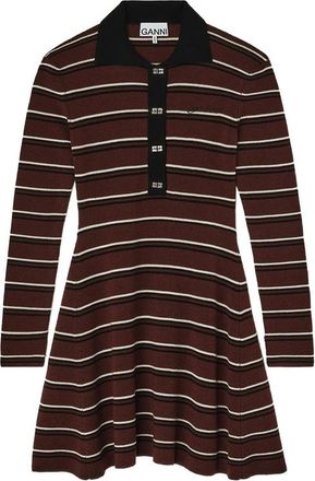 Ganni Striped Polo Mini Dress
