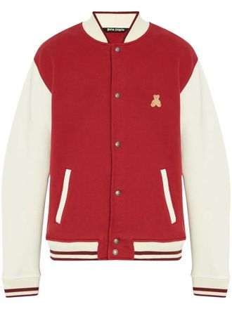 Palm Angels bear-motif bomber jacket - Red