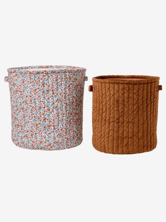 Vertbaudet Aufbewahrungsk&ouml;rbe 2er-Set Kinderzimmer RETRO FLOWER zimt