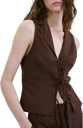 Mango Tie Front Vest in Chocolate at Nordstrom, Size 10