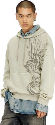 Diesel Hoodie in textured cotton mesh - Sweaters - Man - Beige