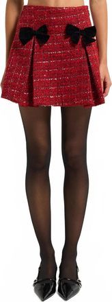 Moon River Plaid Mini Skirt With Ribbon Detail In Red
