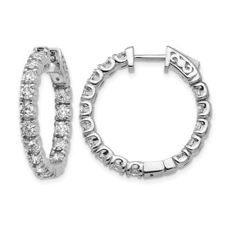 Diamond2Deal 14k Gold 2 3/4 ct Lab Grown Diamond Patented Safety Clasp In and Out Hoop Earrings VS Clarity, D-E Color