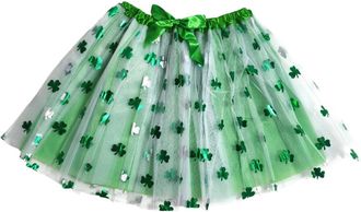 Generic Womens Tulle Skirt Clover Tutu Skirt St Patricks Day Ballet Skirts Paddies Day Outfit Elastic Tulle Skirts Irish Party Masquerade Carnival Accessories