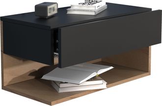 ebuy24 Armario De Noche Vcm Caj&oacute;n De Pared Tablero De Pared Mesita De Noche Dimensiones Aprox. Al. 30 X An. 60 X P. 32 Cm - Usal Xl 60 Cm (negro / Roble De M