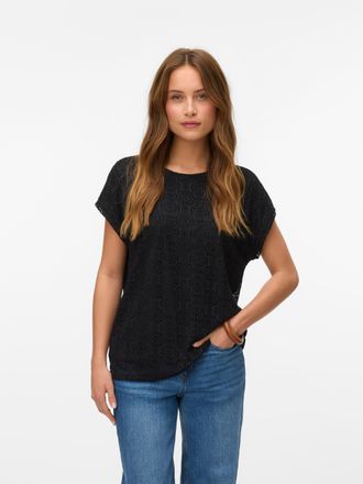 Vero Moda T-Shirt VERO MODA VMMAYA AVA SS TOP JRS VO, Damen, Gr. XS, schwarz, Jersey, Obermaterial: 95% Polyester, 5% Elasthan, unifarben, regular fit normal, R