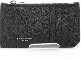 Saint Laurent Tweedehands leren portemonnees - Dames - Vintage Accessoires - Grijs - ONE Size - Leer - Vintage