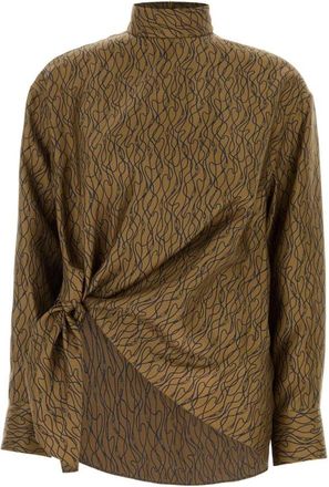 Ferragamo Zijde Blouse met Print - Dames - Blouses - Veelkleurig - XS - Overhemden