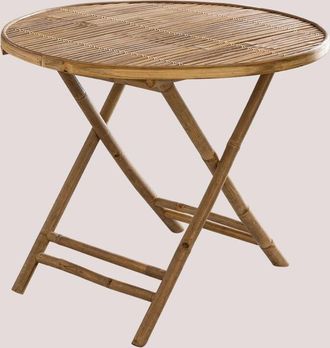 Sklum Mesa De Jard&iacute;n Redonda &Oslash;90 Cm Plegable En Bamb&uacute; Lipe Sklum
