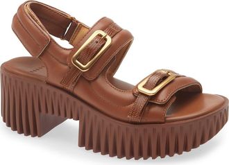 4CCCCees Plia Kiko Platform Slingback Sandal in Brown at Nordstrom, Size 6.5Us