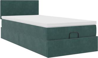 vidaXL Vidaxl - Estructura De Cama Otomana Con Colch&oacute;n Terciopelo Verde Oscuro